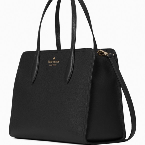 New Kate Spade Rowe Medium Top Zip Satchel in Pebble Leather Black - Picture 3 of 4